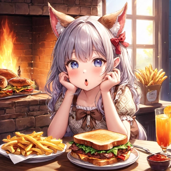 冬眠に向けて食べまくるケモ耳エルフさん