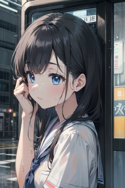 ゲリラ豪雨で雨宿り