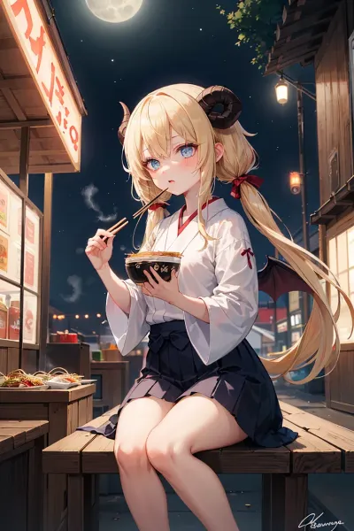 ラーメンを食べるサキュバスさま