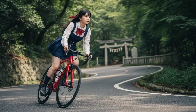 制服姿でも愛車に乗せると目付きが変わる香さん