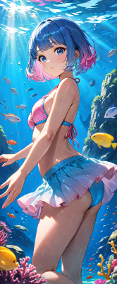 水中の青髪さん