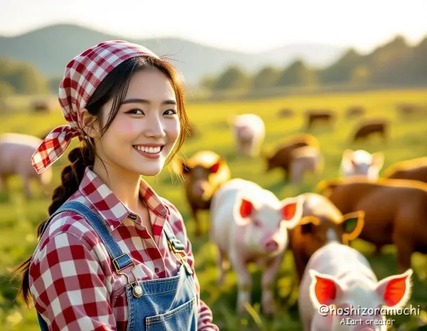 牧場の朝、共に働く - Working together in the morning on the farm