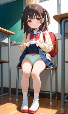 スカートたくしあげて可愛いパンツ見せてくれるロリ