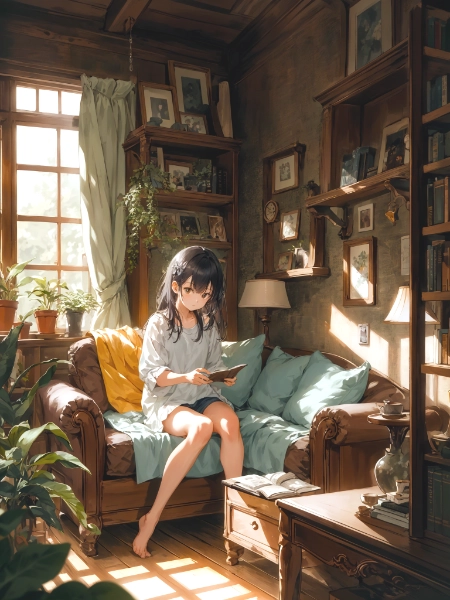 girl reading a book