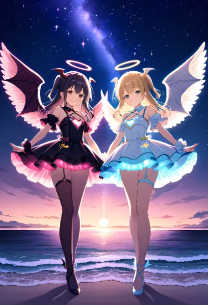 仲良しな天使ちゃんと悪魔ちゃん