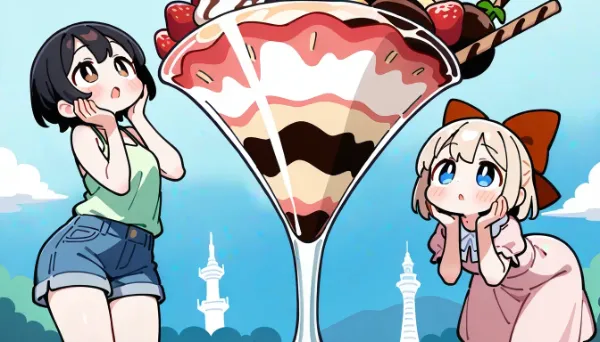 塔みたいにでかいパフェ