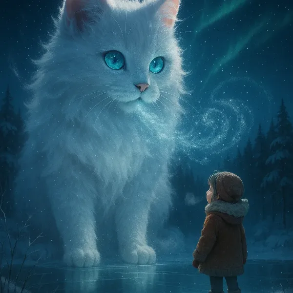 雪の守護猫と少女の出会い