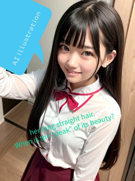 ストレートロングの黒髪美少女