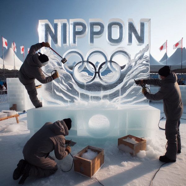 氷の彫刻 🧊 がんばれ日本