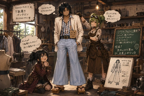 下駄履きパンタロン4畳半風とディスコ風