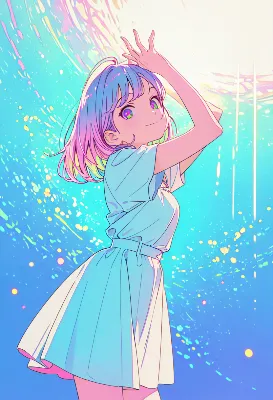 虹色の渦巻く夢を掴む少女