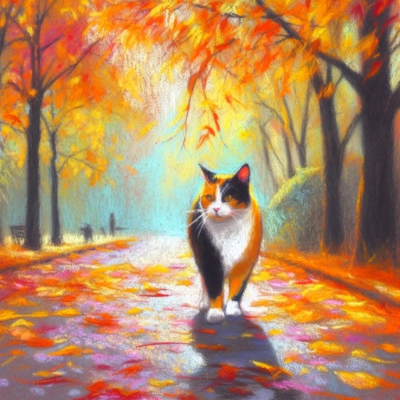 紅葉と猫
