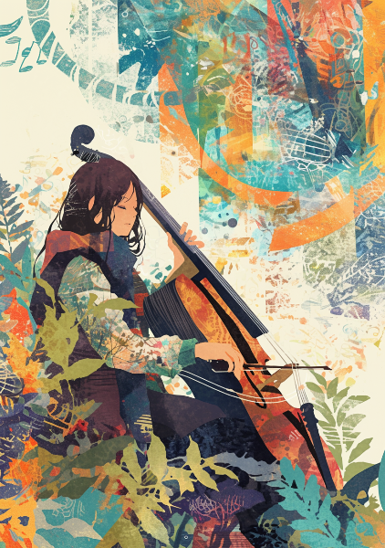 音楽奏者抽象画