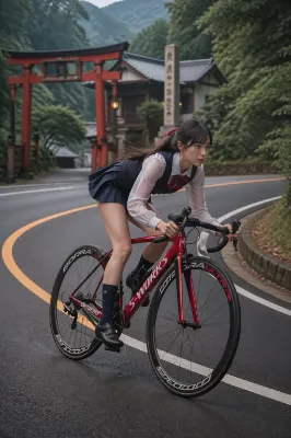 制服姿でも愛車に乗せると目付きが変わる香さん