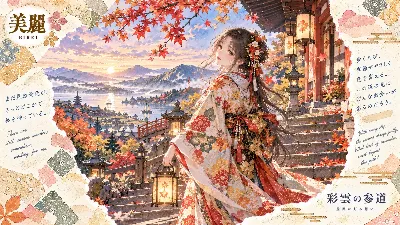紅葉の参道に灯る少女の想い