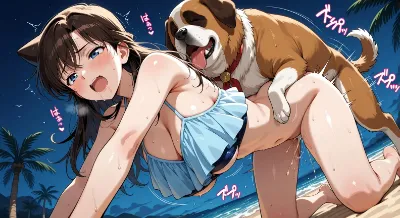 わんこx蘭inナイトビーチ