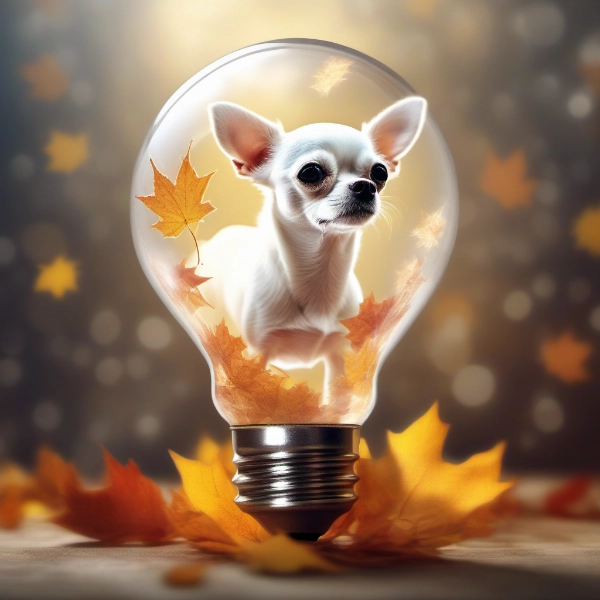 裸電球の中のチワワ