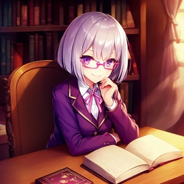 図書館で本を読む女の子