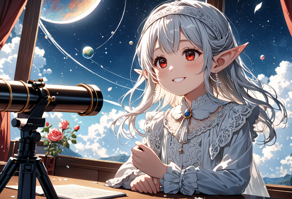 星空に願いを込めて、エルフの少女の夜