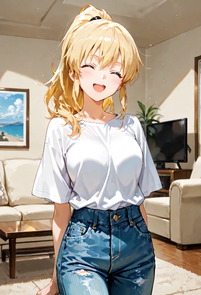 笑顔が輝くリビングの午後