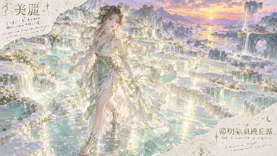 薄明の段丘を渡る光の少女