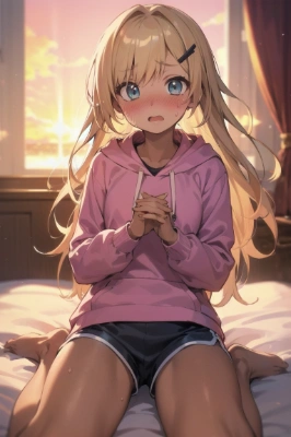 パーカーギャル娘さんとベッドの上で