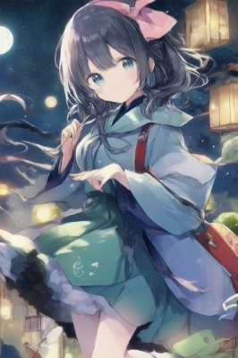 満月の夜の可愛い女の子