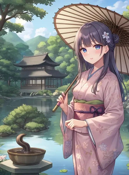 夏の寺院で紡がれる淡い恋の予感