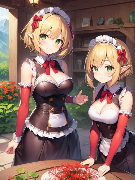 彼岸花とメイドエルフちゃん