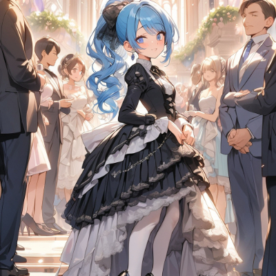 ドレス姿の青髪さん