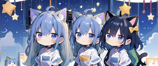 女の子達と夜空1