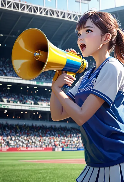 スタジアムの熱きチアガール