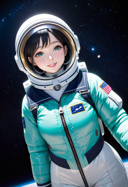蛍光ターコイズの宇宙服