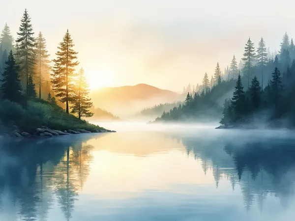 Lake in the morning mist