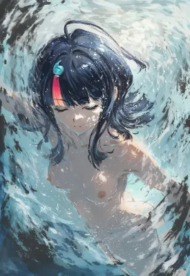 水墨画風で水泳するヌード姿の宇津見エリセ！