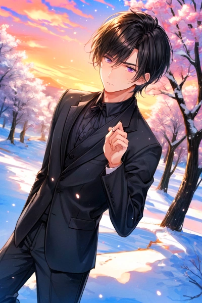 思い出の桜並木の下にいる、黒髪短髪男性…(6枚)その1