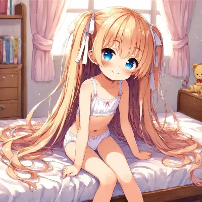 下着姿(ブラ)の金髪少女 その1