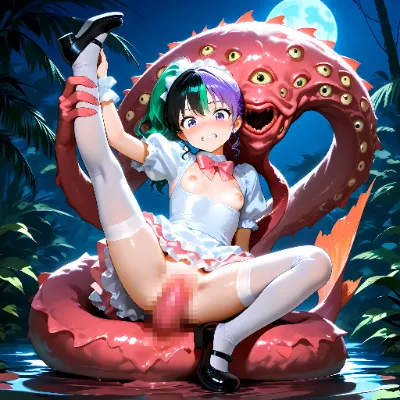 女の子達がおぞましい魚系のモンスターに・・・