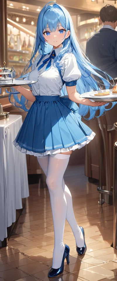 青髪ウエイトレスさん