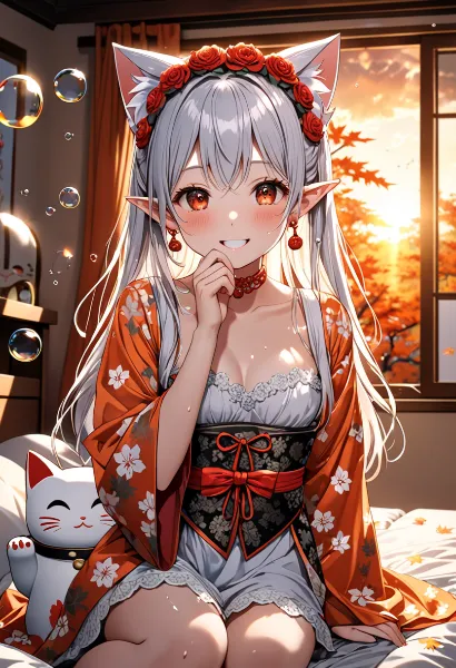 夕陽に染まる猫耳少女の甘い秘密