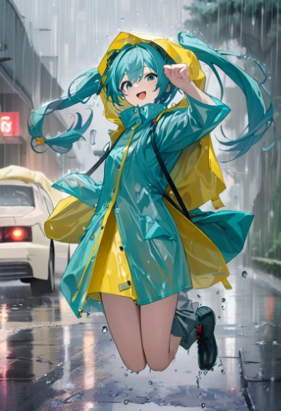 雨でも元気