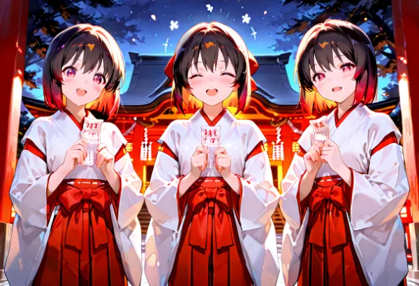 巫女さんとおみくじ