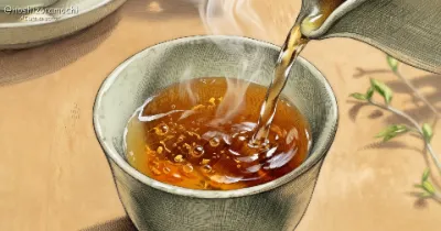 湯気立つ熱いお茶、最高🍵