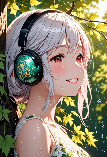 雨の森で響く少女のメロディー