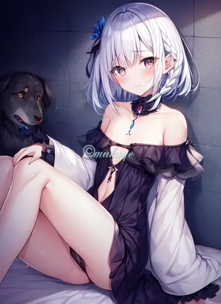 オフショル銀髪美少女