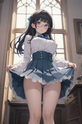 スカートたくし上げお嬢様