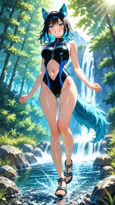 🐺 モノキニ大好き！ 〜これ水着だろ？ じゃあ川入っていいよな！〜👙🐺💙