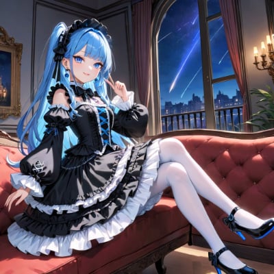 夜の素敵な青髪さん