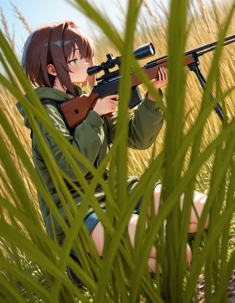 草原に潜む少女狙撃手の孤独な戦い