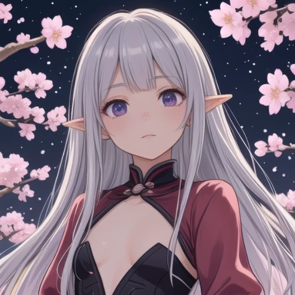 桜の夜に秘めたエルフの想い